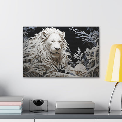 Horizontal-oriented wall art: Celebrate the majestic beauty of the lion with 'Cut to the King,' a stunning piece from our Wildlife Whims collection. This paper cutout inspired artwork captures the regal essence of the king of the jungle, with exquisite details and vibrant colors, adding a touch of the wild to your space.