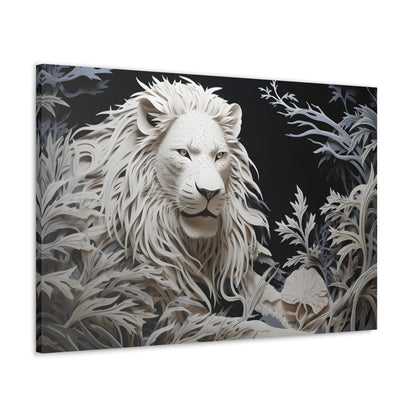 Horizontal-oriented wall art: Celebrate the majestic beauty of the lion with 'Cut to the King,' a stunning piece from our Wildlife Whims collection. This paper cutout inspired artwork captures the regal essence of the king of the jungle, with exquisite details and vibrant colors, adding a touch of the wild to your space.