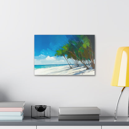 Horizontal-oriented wall art: "Sands of Summer." A serene, golden shoreline meets rippling waves under a pastel sky, blending warm amber hues with soft blues and pinks. The textured impressionistic brushwork creates a dreamy and peaceful coastal scene.