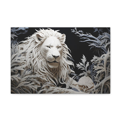 Horizontal-oriented wall art: Celebrate the majestic beauty of the lion with 'Cut to the King,' a stunning piece from our Wildlife Whims collection. This paper cutout inspired artwork captures the regal essence of the king of the jungle, with exquisite details and vibrant colors, adding a touch of the wild to your space.