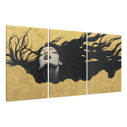 Golden Reverie (3-Panel Canvas)