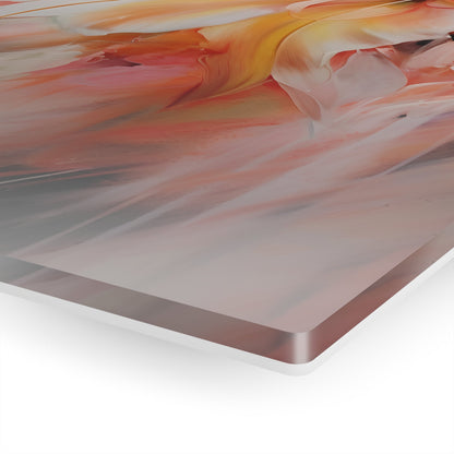 Vertical-Oriented wall art: "Whispering Ivory II" A soft, ivory-colored flower with gentle petals in shades of cream, peach, and blush, captured in flowing brushstrokes. This abstract artwork exudes tranquility and elegance, creating a serene atmosphere.