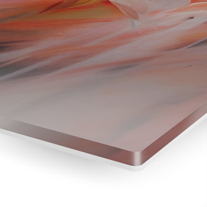 Vertical-Oriented wall art: "Whispering Ivory II" A soft, ivory-colored flower with gentle petals in shades of cream, peach, and blush, captured in flowing brushstrokes. This abstract artwork exudes tranquility and elegance, creating a serene atmosphere.