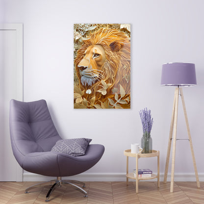 Celebrate the majestic beauty of the lion with 'Cut to the King II,' a stunning piece from our Wildlife Whims collection. This paper cutout inspired artwork captures the regal essence of the king of the jungle, with exquisite details and vibrant colors, adding a touch of the wild to your space.